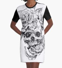Skull And Roses Graphic T-Shirt Dress