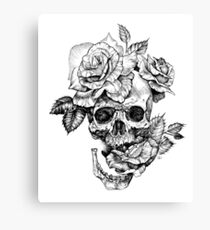 Schädel und Rosen Leinwanddruck