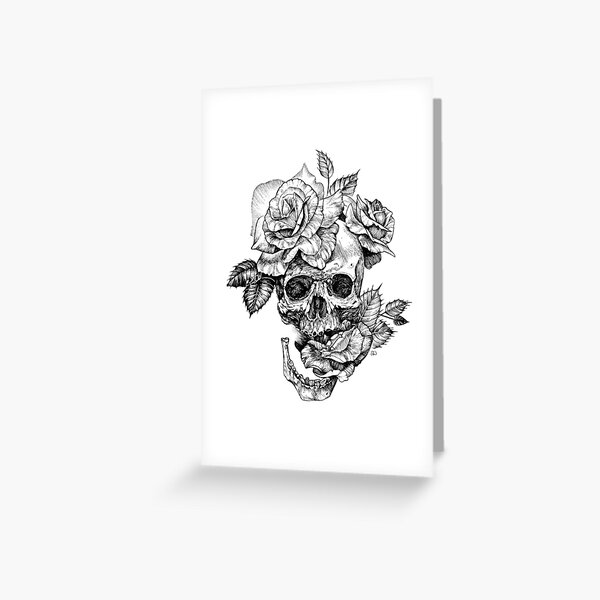 Skull And Roses Greeting Card