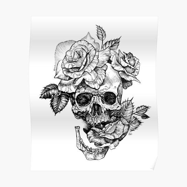 Skull And Roses Poster