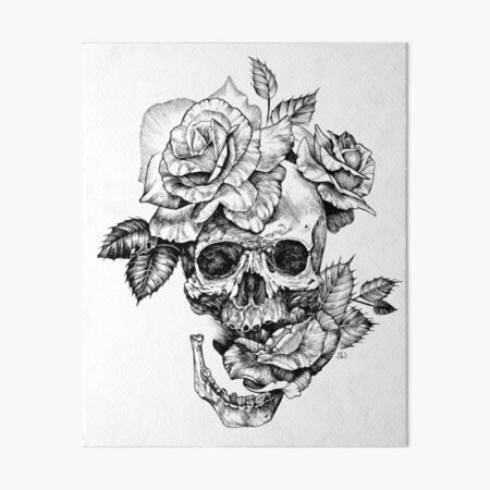Skull And Roses Art Board Print
