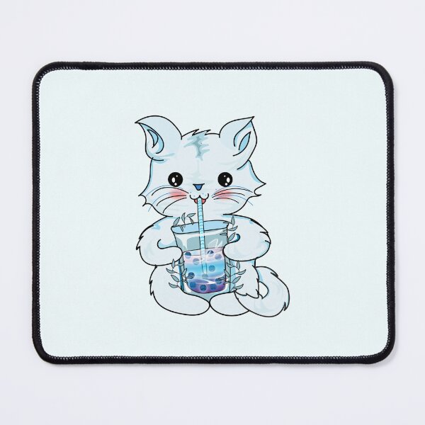 Item preview, cat boba tea l kawaii cat drinking boba tea l bubble tea designed and sold by Bossin.