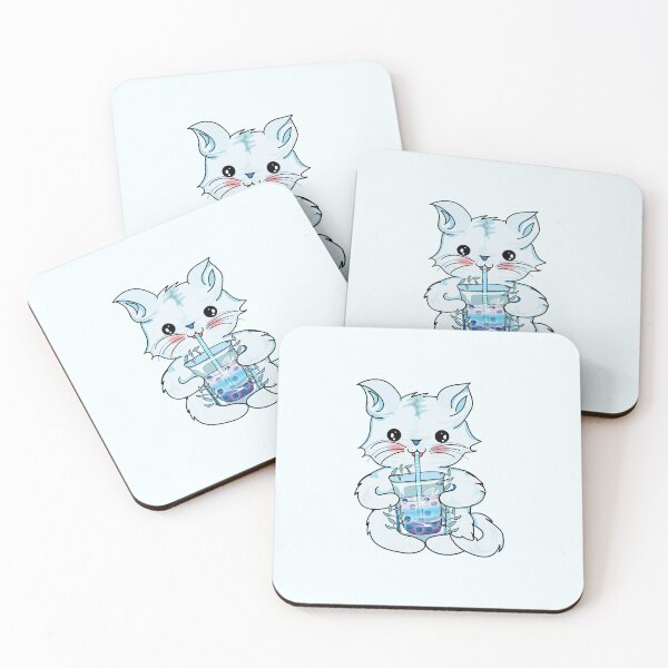 Item preview, cat boba tea l kawaii cat drinking boba tea l bubble tea designed and sold by Bossin.