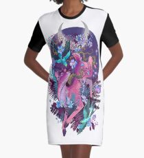 Mystic Midnight Pink White Tail Doe Graphic T-Shirt Dress