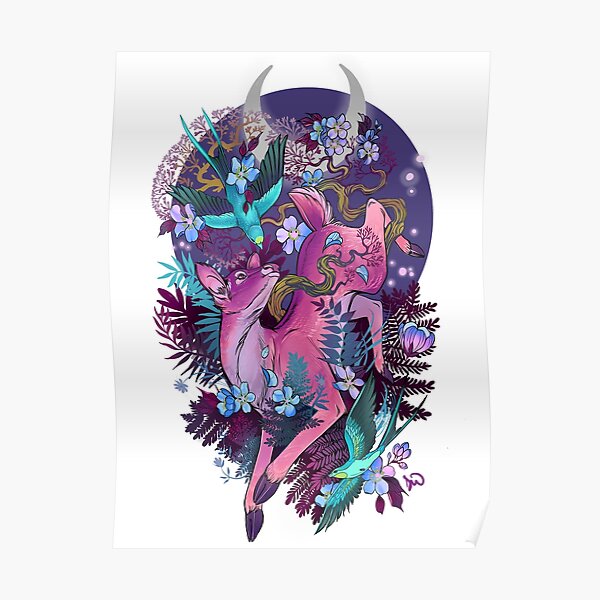Mystic Midnight Pink White Tail Doe Poster