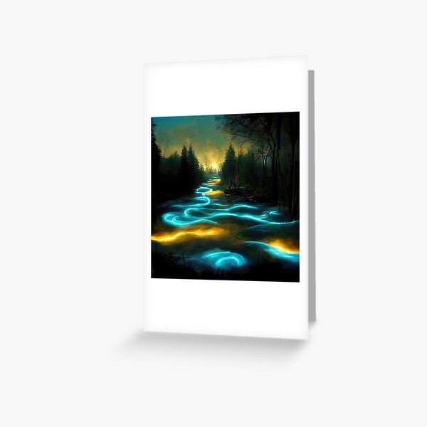 Rivers of Light,” Black and Aqua Original Fluid Acrylic Painting