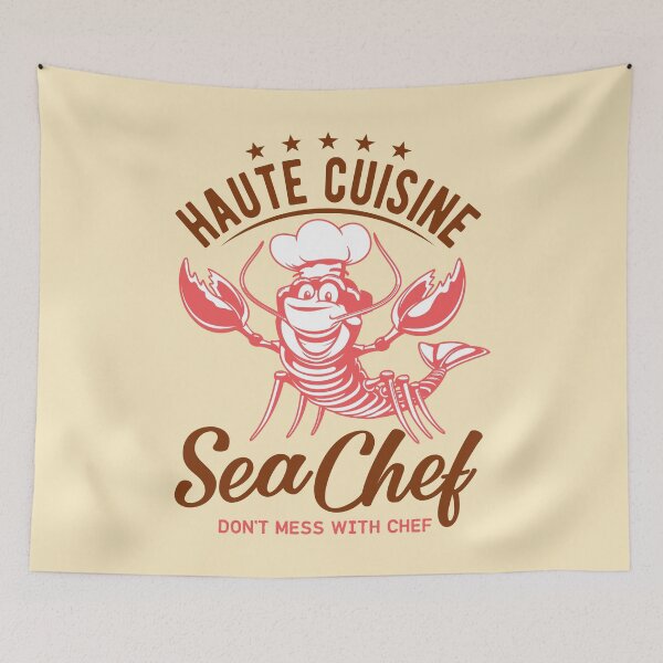 Item preview, Lobster Haute Cuisine Sea Chef - A cartoon lobster with the words Haute Cuisine SeaChef on it designed and sold by velisani.