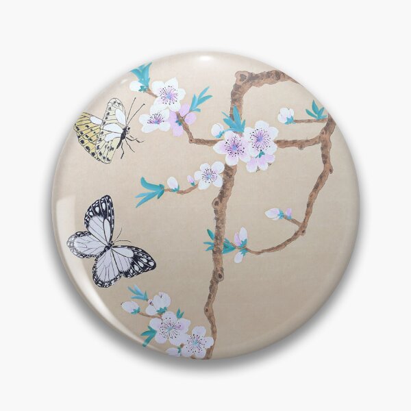 Item preview, Cherry Blossom Twig with Butterfly - round - no Cally designed and sold by Birgit Moldenhauer.