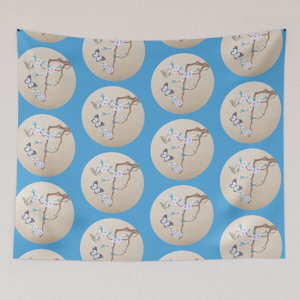 Item preview, Cherry Blossom Twig with Butterfly - round - no Cally designed and sold by Birgit Moldenhauer.