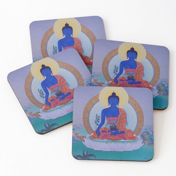 Item preview, Bhaisajyaguru Medicine Buddha thangka - Blue Painting Buddha designed and sold by TheGallery69.
