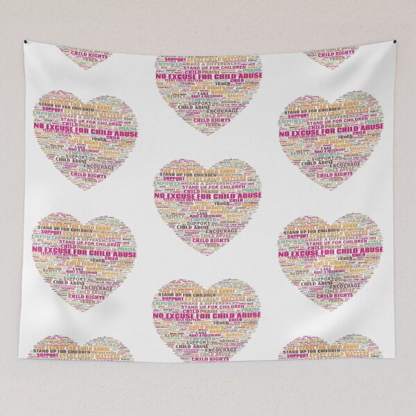 Item preview, Child Abuse Prevention Heart Word Cloud designed and sold by WordCloudStore.