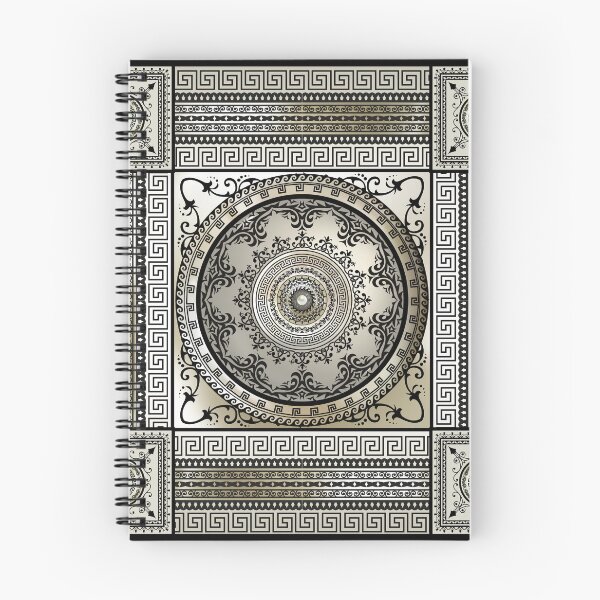 Item preview, Greek Key Large Meander Cream Black Medallion  designed and sold by Yiorgos Designs.