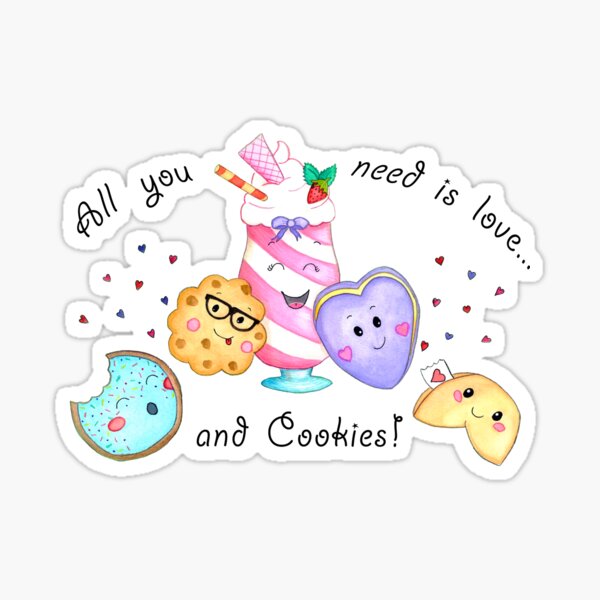 "All you need is love and cookies kawaii art, milkshake art, kawaii