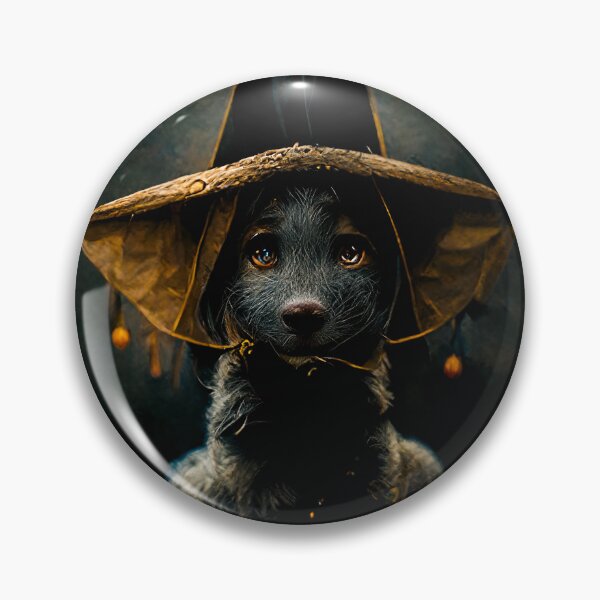 Item preview, Happy Halloween Dag Wearing Witch Hat designed and sold by AnimalArtPhotos.