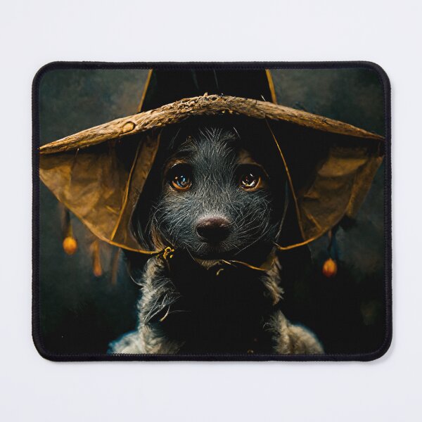 Item preview, Happy Halloween Dag Wearing Witch Hat designed and sold by AnimalArtPhotos.