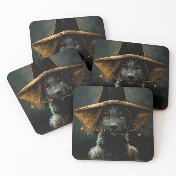 Item preview, Happy Halloween Dag Wearing Witch Hat designed and sold by AnimalArtPhotos.