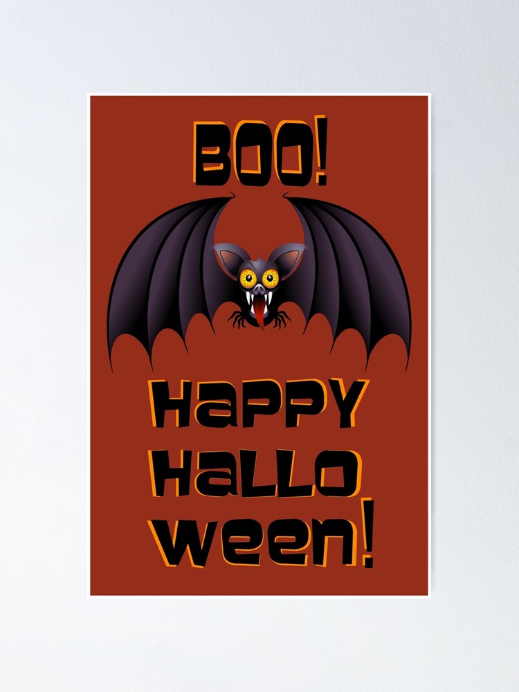 Alternate view of Bat Cartoon Happy Halloween Poster