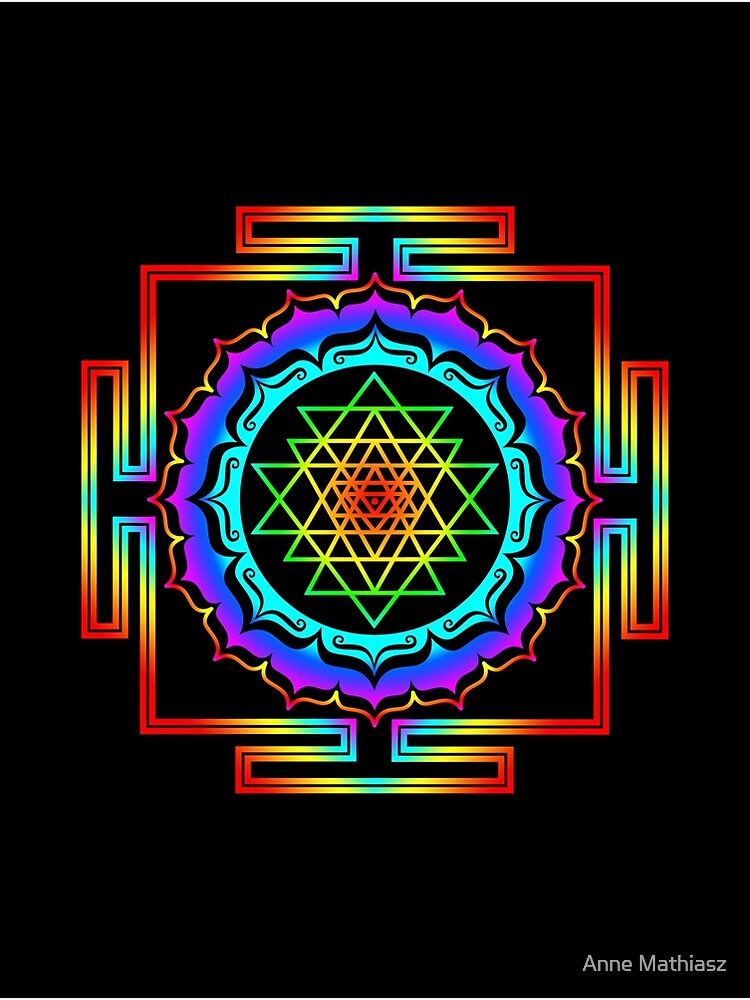 Shri Yantra - Cosmic Conductor of Energy, Rainbow Greeting Card