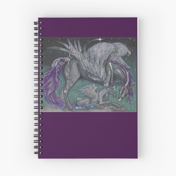 Artikelvorschau, Black Crystal Pegasus Stute und Fohlen entworfen und verkauft von Stephanie Small.