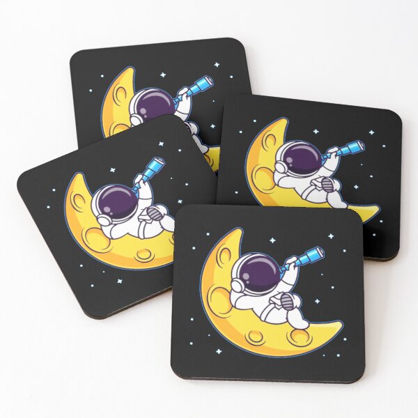 Artikelvorschau, Netter Halbmond und Astronaut, der einen Teleskop-Cartoon hält. entworfen und verkauft von BEAUTY ⭐⭐⭐⭐⭐.