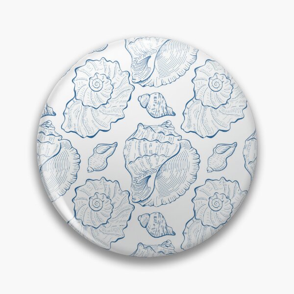 Item preview, Hand drawn shell seamless pattern in blue color summer design designed and sold by ketkidesign.