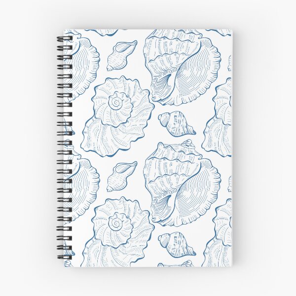 Item preview, Hand drawn shell seamless pattern in blue color summer design designed and sold by ketkidesign.