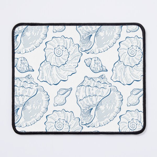 Item preview, Hand drawn shell seamless pattern in blue color summer design designed and sold by ketkidesign.