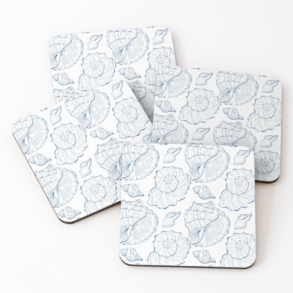 Item preview, Hand drawn shell seamless pattern in blue color summer design designed and sold by ketkidesign.