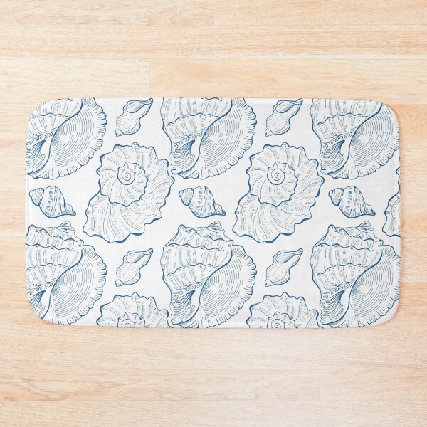 Item preview, Hand drawn shell seamless pattern in blue color summer design designed and sold by ketkidesign.