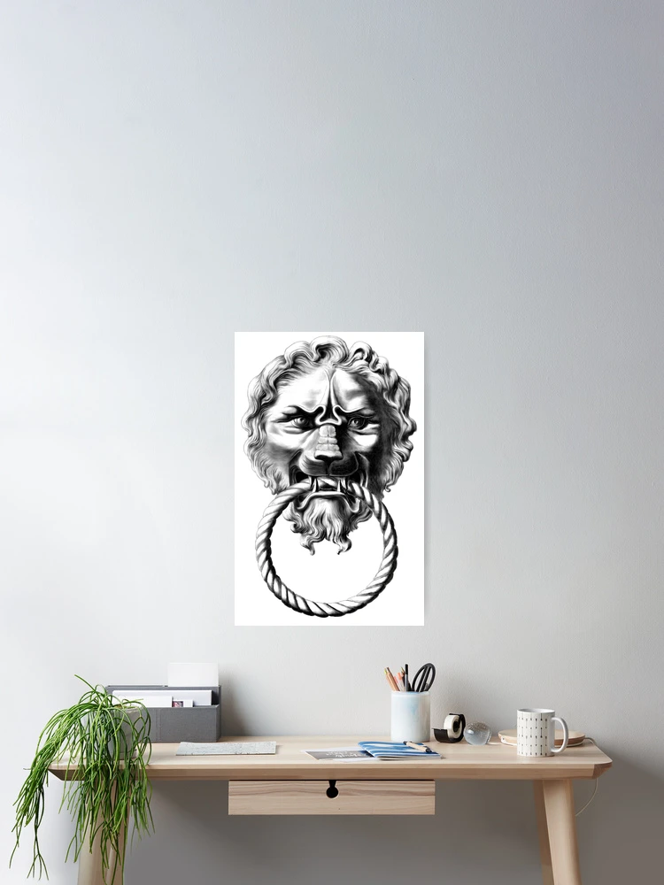 Thumbnail 2 of 3, Poster, Lion Knocker designed and sold by RabbitDance.