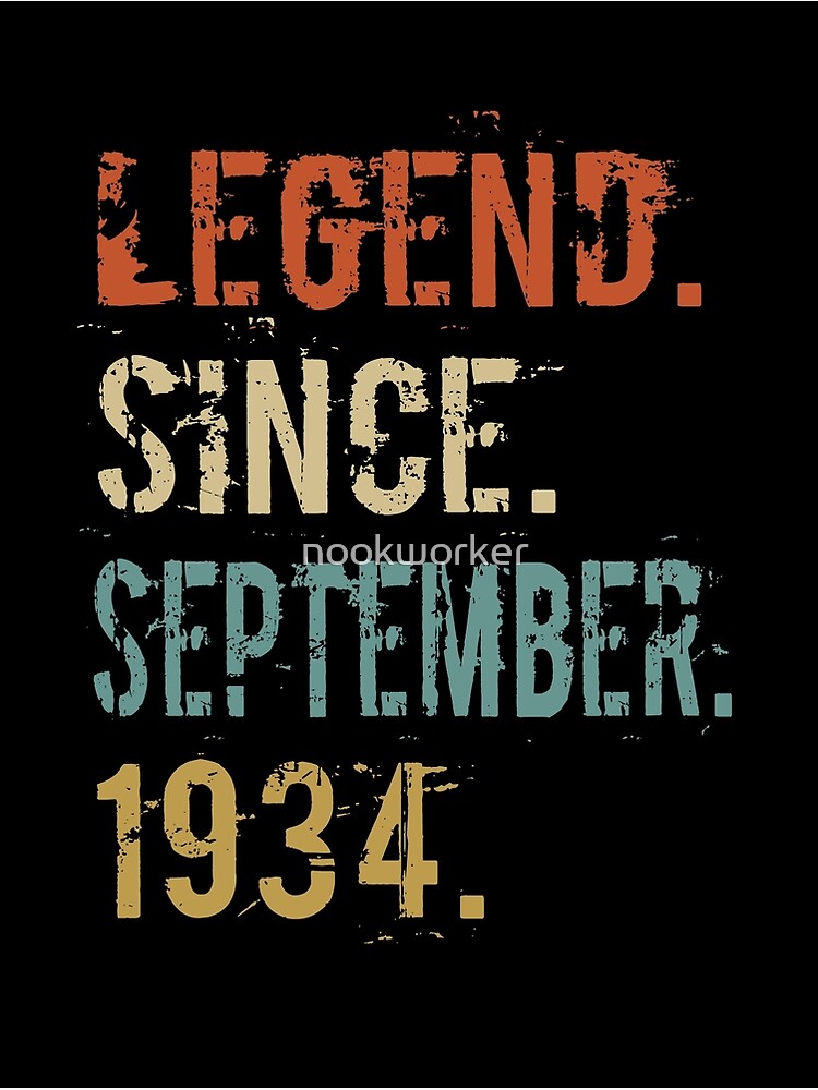 Disover Legend Since September 1934. Retro Distressed Vintage Birthday Gift Premium Matte Vertical Poster