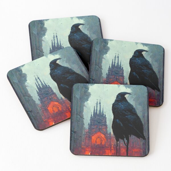 Item preview, Raven Gothic Church Painting designed and sold by DarkAgeArt.