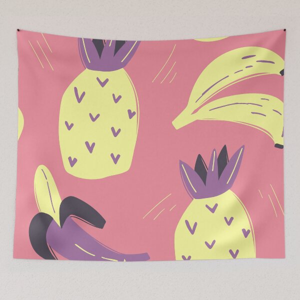 Item preview, Seamless pattern with pineapples and bananas summer design designed and sold by ketkidesign.