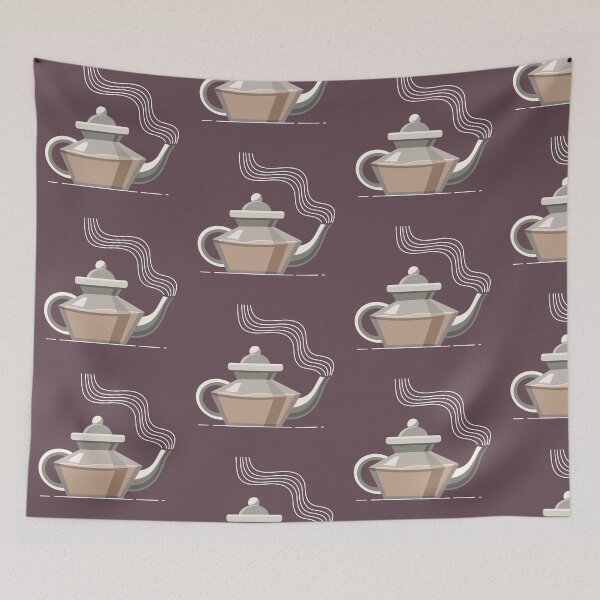 Item preview, odern teapot illustration on dark purple background. Tea ceremony. designed and sold by ggstore11.