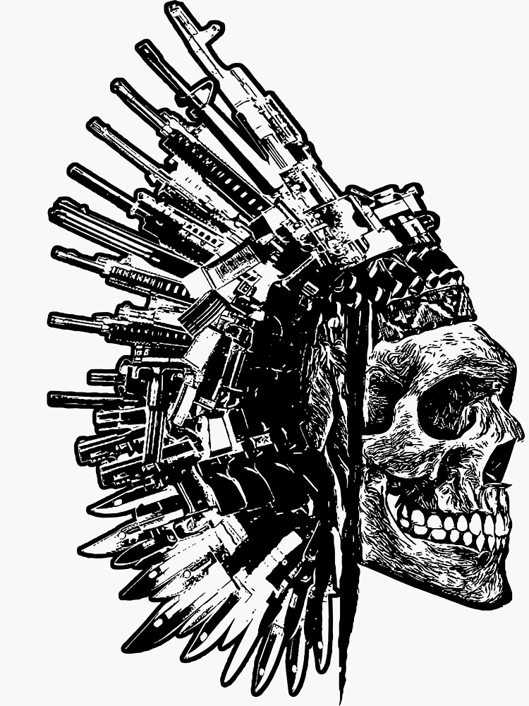 Tribal Skull, Guns and Knives Graphic T-shirt Collection by octanedesigns