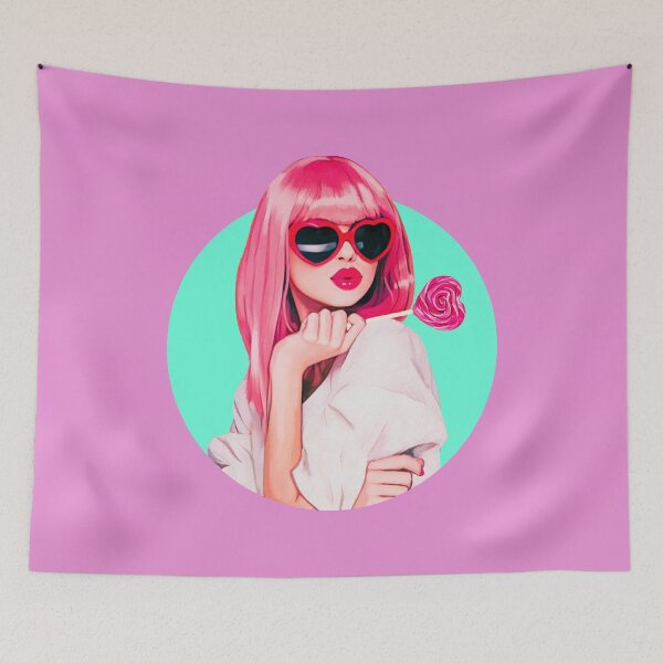 Item preview, Cartoon pin up sexy woman lollipop sunglases big lips designed and sold by · GAMING SOUL ·.