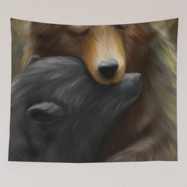 Item preview, Asiatic Black Bear and Brown Grizzly Bear Hugging designed and sold by Parag's Travel Shop.