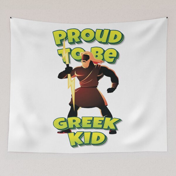 Aperçu de l'œuvre Fier d'être grec enfant américain Zeus Dieu grec créée et vendue par QueensNewYork.