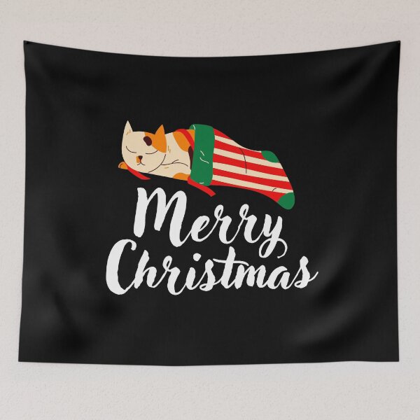 Item preview, merry christmas cat in a sock designed and sold by Jenmag.