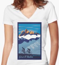 Camiseta entallada de cuello en V Giro D 'Italia Retro Passo Dello Stelvio Cartel de ciclismo