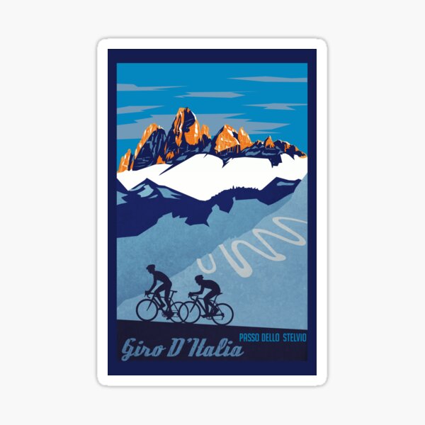 Giro D' Italia Retro Passo Dello Stelvio Cycling Poster Sticker