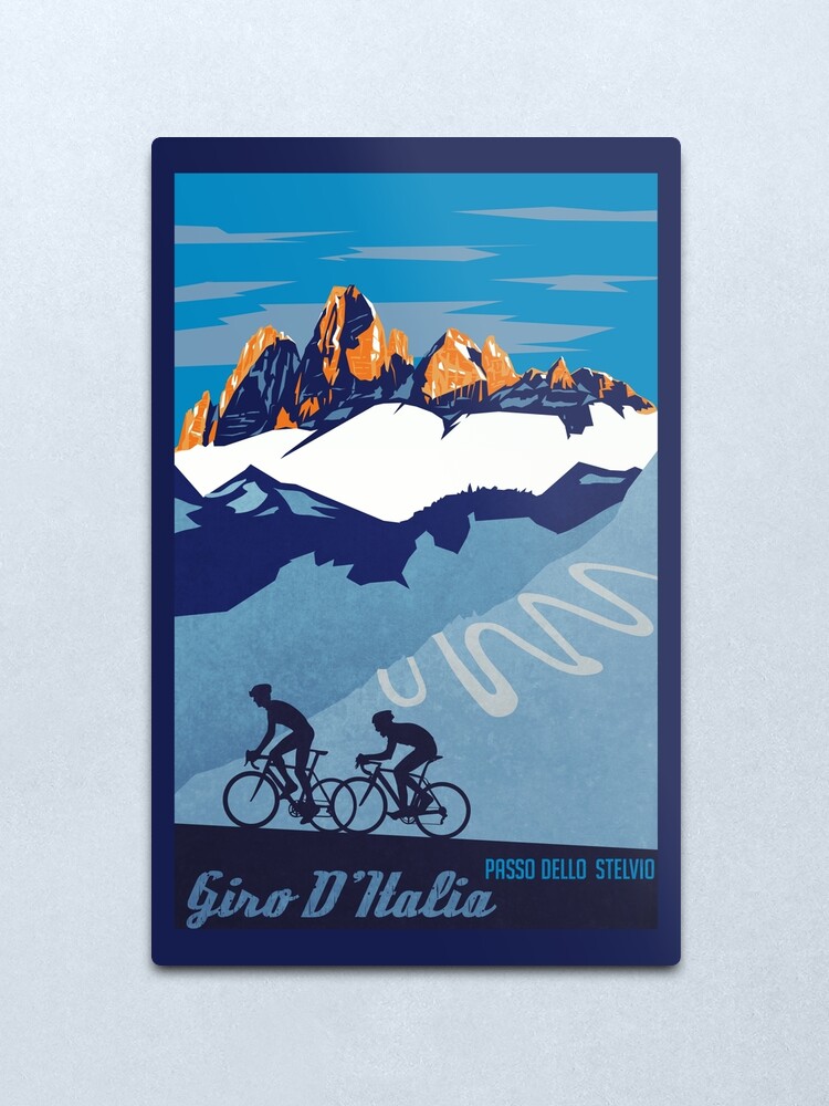 Alternate view of Giro D' Italia Retro Passo Dello Stelvio Cycling Poster Metal Print