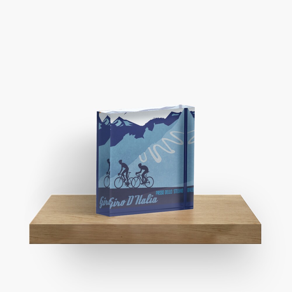 Giro D' Italia Retro Passo Dello Stelvio Cycling Poster Acrylic Block