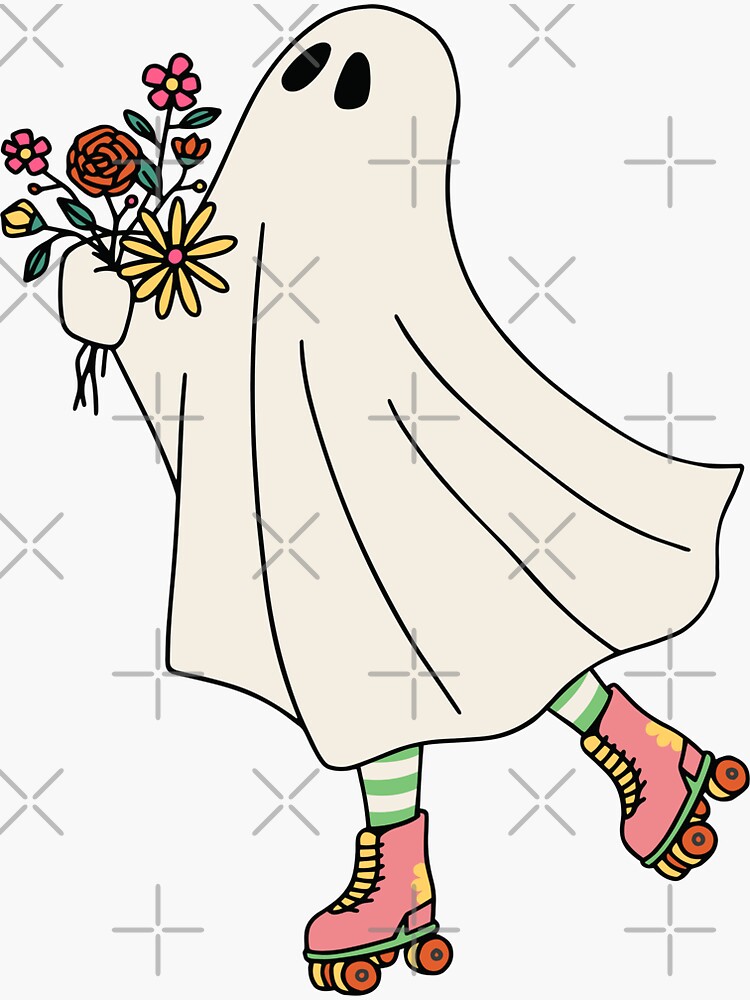 White Sheet Ghost Roller Skating Halloween Costume Sticker for Sale by  Paperfly Studio