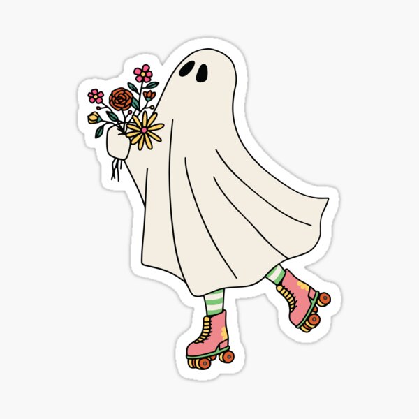 White Sheet Ghost Roller Skating Halloween Costume Sticker For Sale