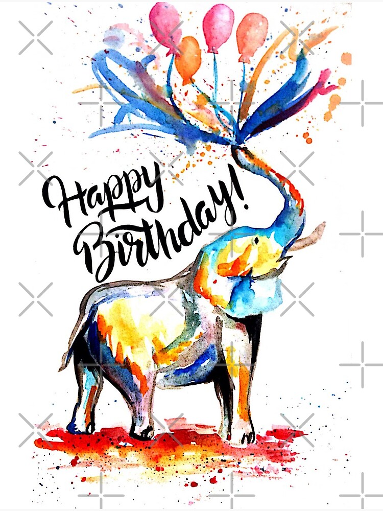 "Happy Birthday Elephant" Canvas Print by maddiesdrawings Redbubble