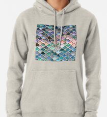 Aquamarine, silberne und rosa Schein-Kunst-Glitter-Meerjungfrau-Skalen Hoodie