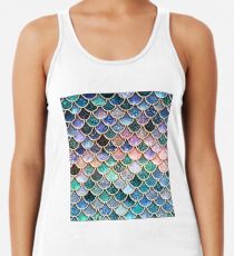 Teal, Silver and Pink Sparkle Faux Glitter Mermaid Scales Women's Tank Top