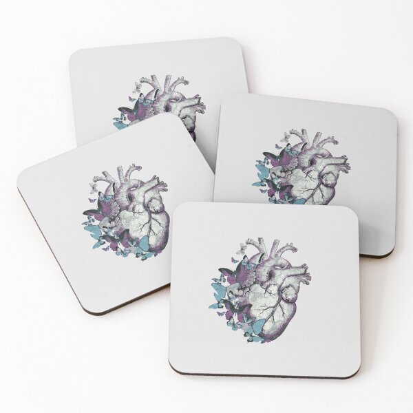Item preview, Heart in love, vintage effect watercolor blue butterflies, Heart, anatomical Human heart designed and sold by Collagedream.