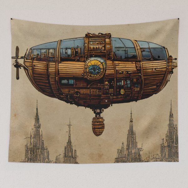 Item preview, Steampunk Airship Clockwork Flying Blimp Contraption designed and sold by MythicPrompts.